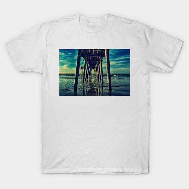 Dawn Breaks Under The Pier T-Shirt by JimDeFazioPhotography